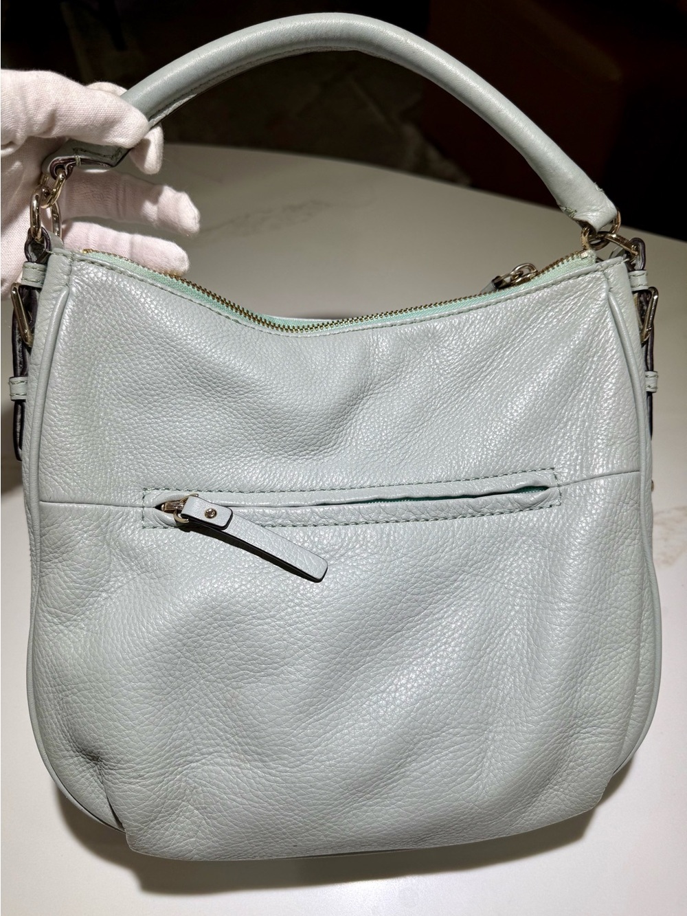 KATE SPADE Leather Cobble Hill Expandable Ella Crossbody/Shoulder bag Mint Green - Picture 4 of 16